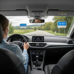 Vairuotojas ramiai važiuoja tyliame automobilyje su atlikta garso izoliacija